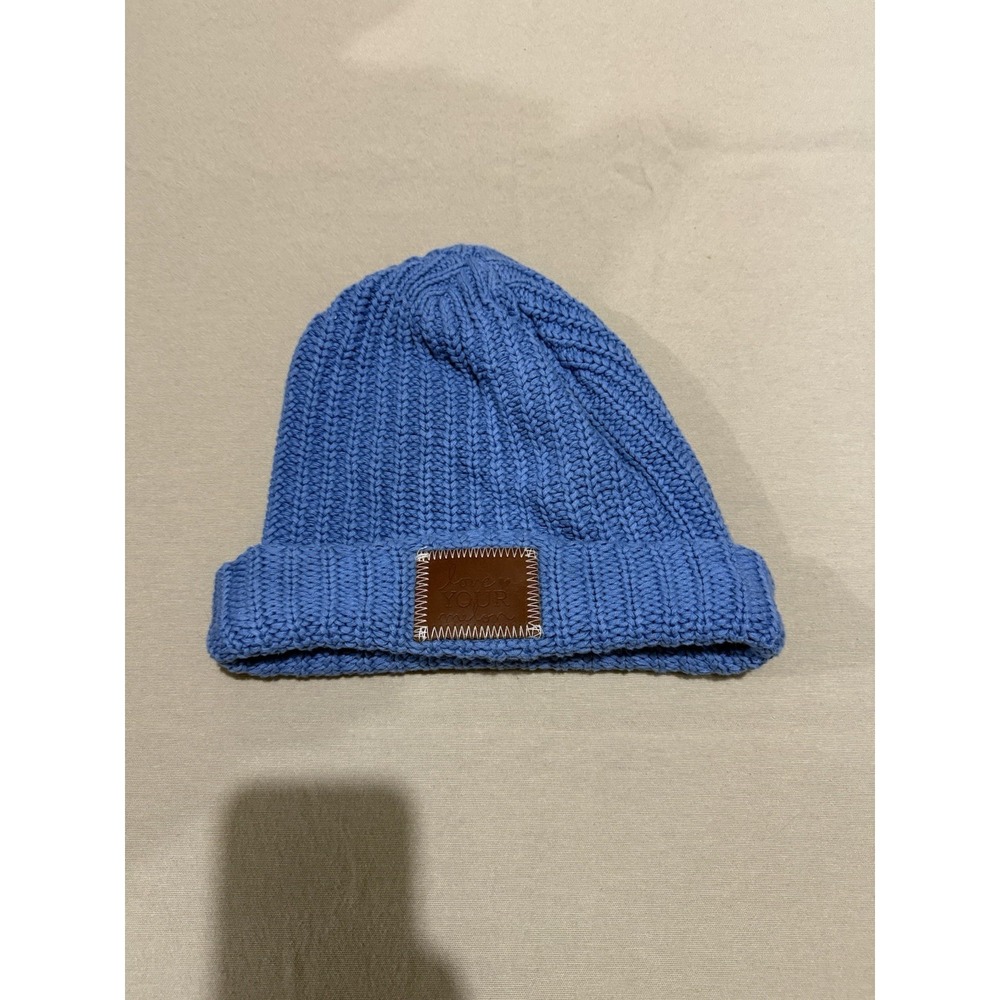 Love Your Melon Periwinkle‎ Light Blue Youth 100% Cotton Cuffed Knit Beanie
